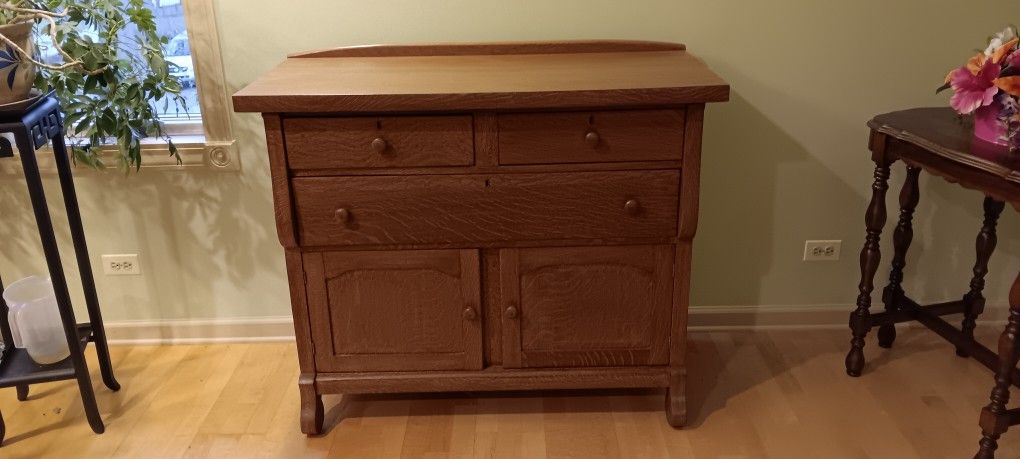 Oak Sideboard, Beautiful Quarter-Sawn Solid Oak