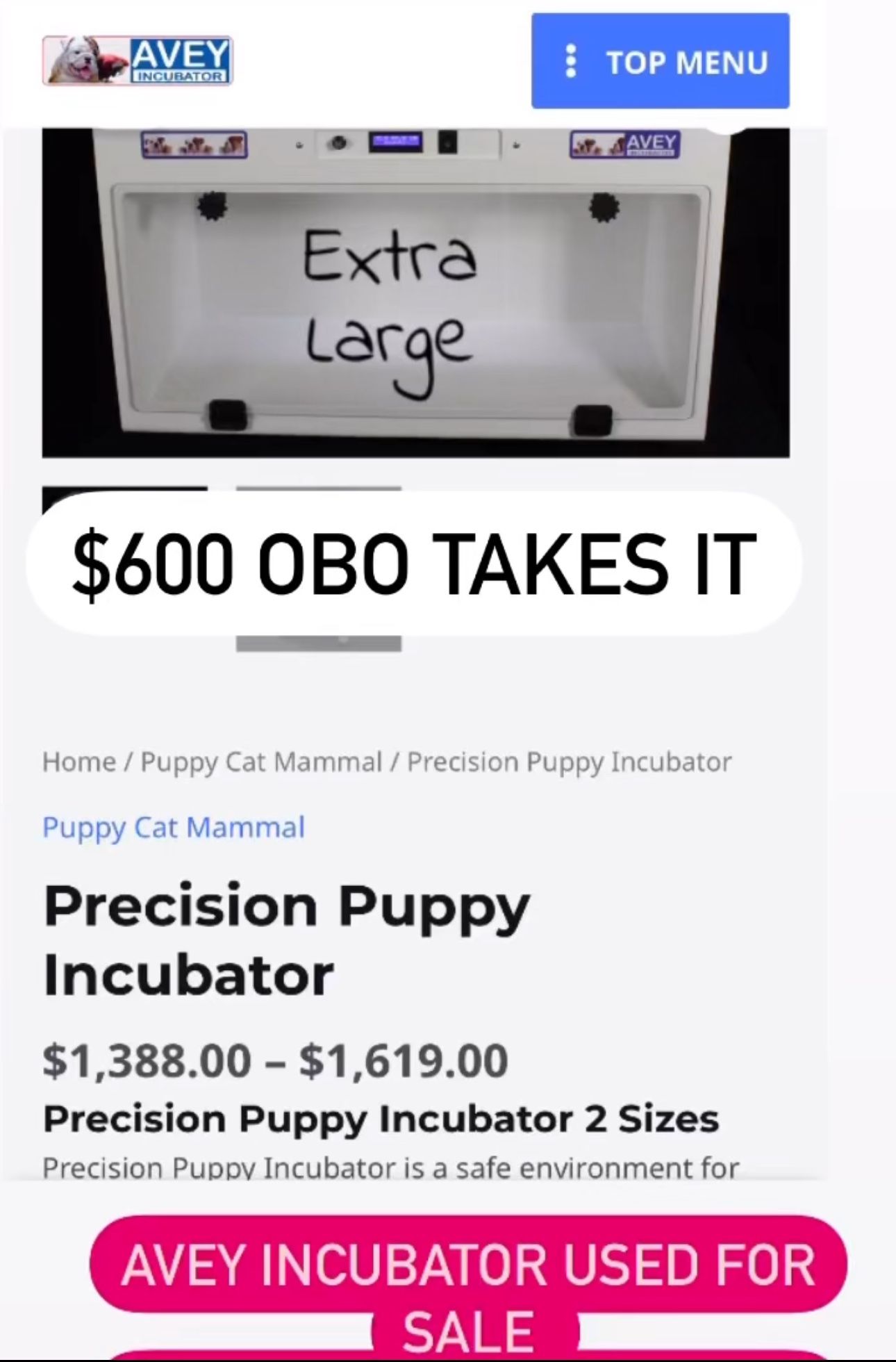 AVEY Incubator For Sale