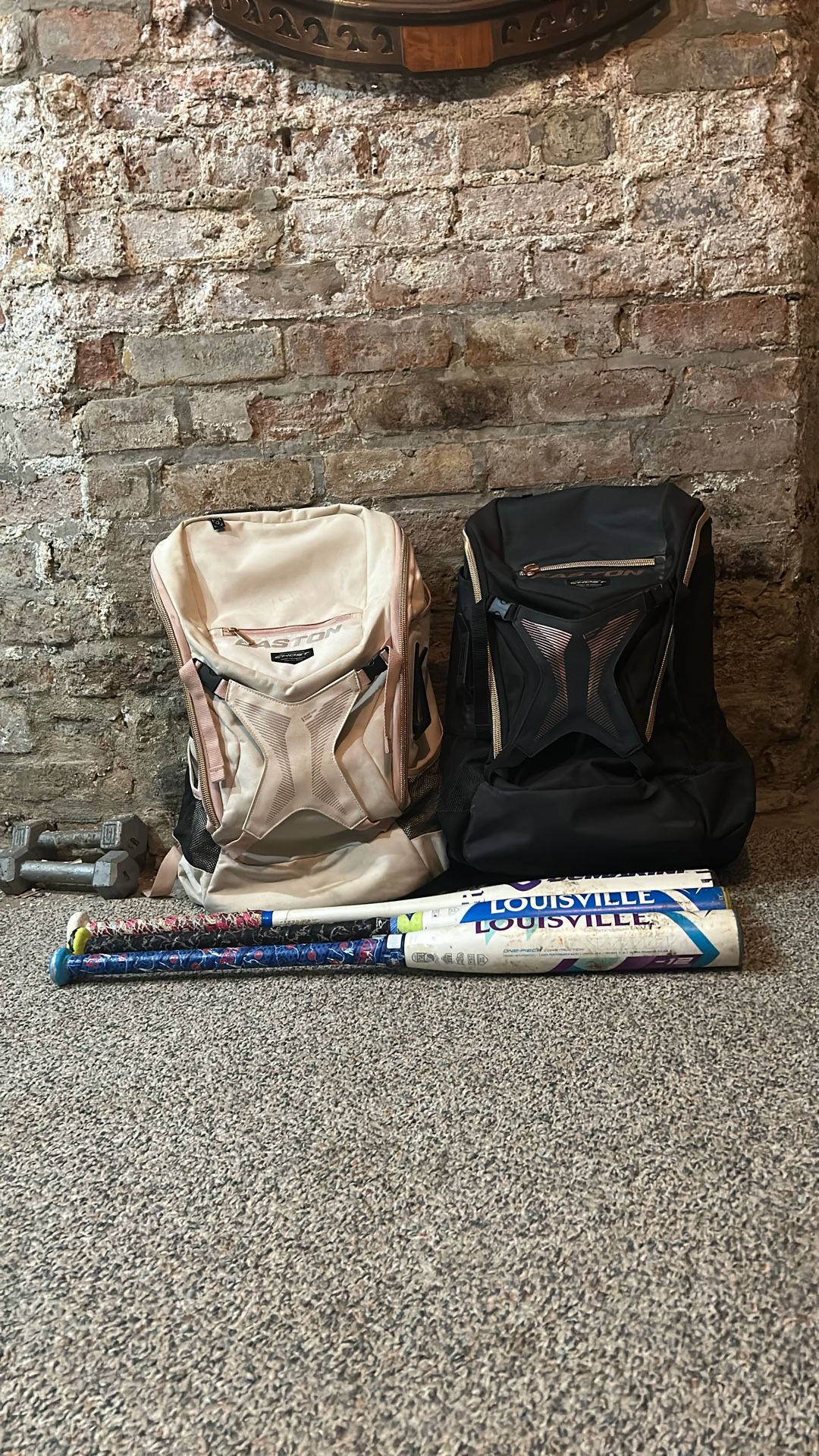 2 Easton Ghost Softball Bags/3 Bats