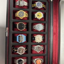 Red Leather Watch Case With Drawer