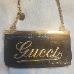 Vintage Gucci Shoulder Bag With Leather Python Skin