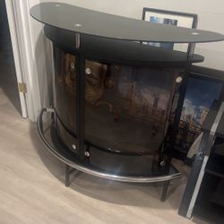 Glass Bar With Wine Rack 