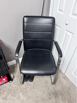 Black Modern Office / home  Chair – Faux Leather & Chrome