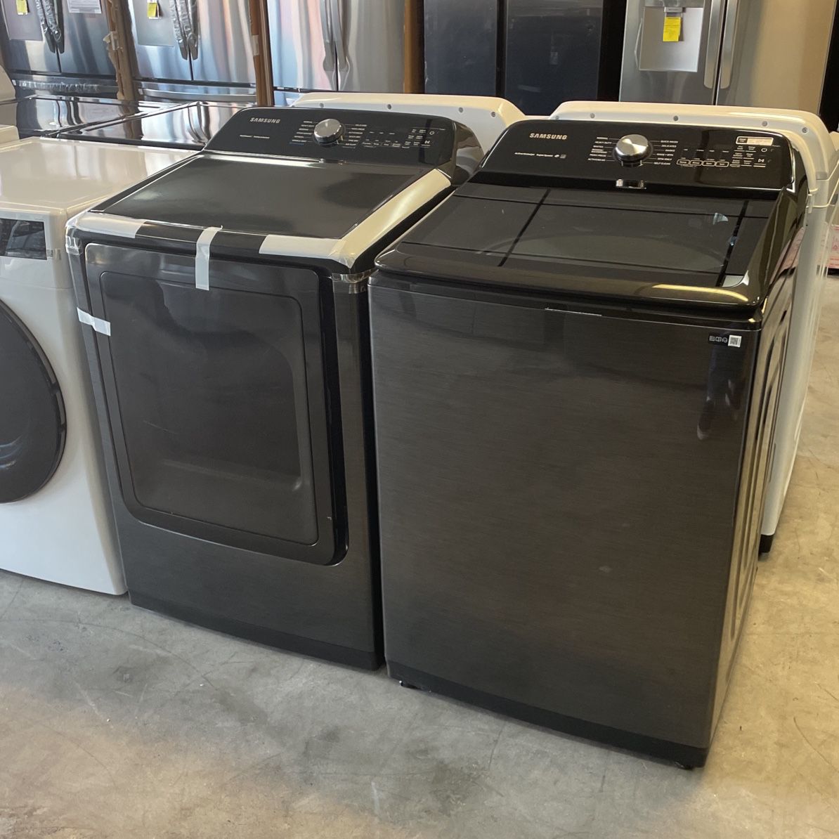 Samsung Top Load Washer And Dryer Set In Black 