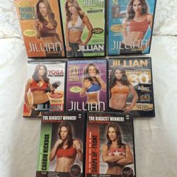 8 Jillian Michaels workout DVD's...Shred-it, Yoga, Ripped, Fat boost, kickbox 