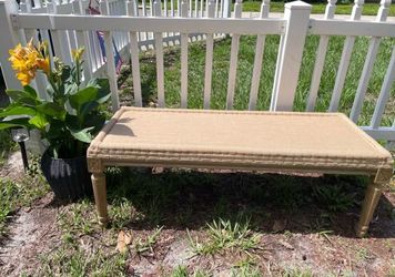 Beige bench footstool ottoman