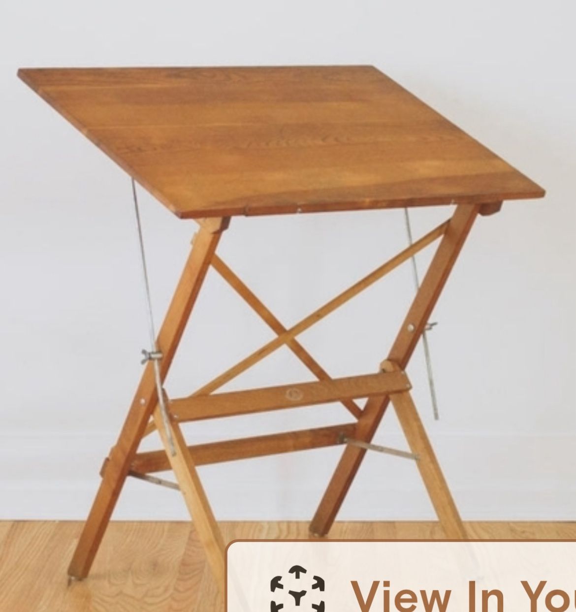 1960s Vintage Pine and Oak Folding Drafting Table