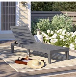 Chaise Lounge Chair Outdoor, Lightweight Patio Lounge Recliner Chair with Adjustable Backrest, 5 Reclining Positions Chaise Lounger for Patio, Beach, 