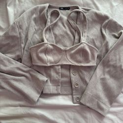 Zara Cardigan + Bra Top