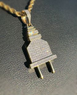 Jewelry 14k Solid Yellow Gold Natural Diamond 0.50CTW Plug 🔌 Connecting Pendant charm