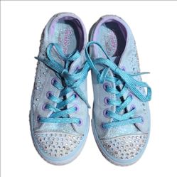 Skechers Twinkle Toes Light Up Sneakers Girls Size 12 Blue Sparkle Rhinestone