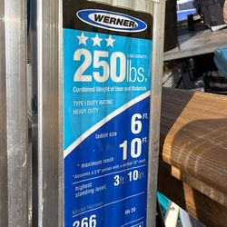 Werner 6ft Aluminum Stepladder – 250 lb Heavy Duty