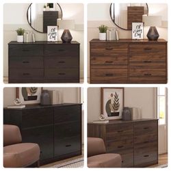 NEW 6-Drawer Black or Brown Dresser (26.68” H x 53.54” W x 15.67” D)