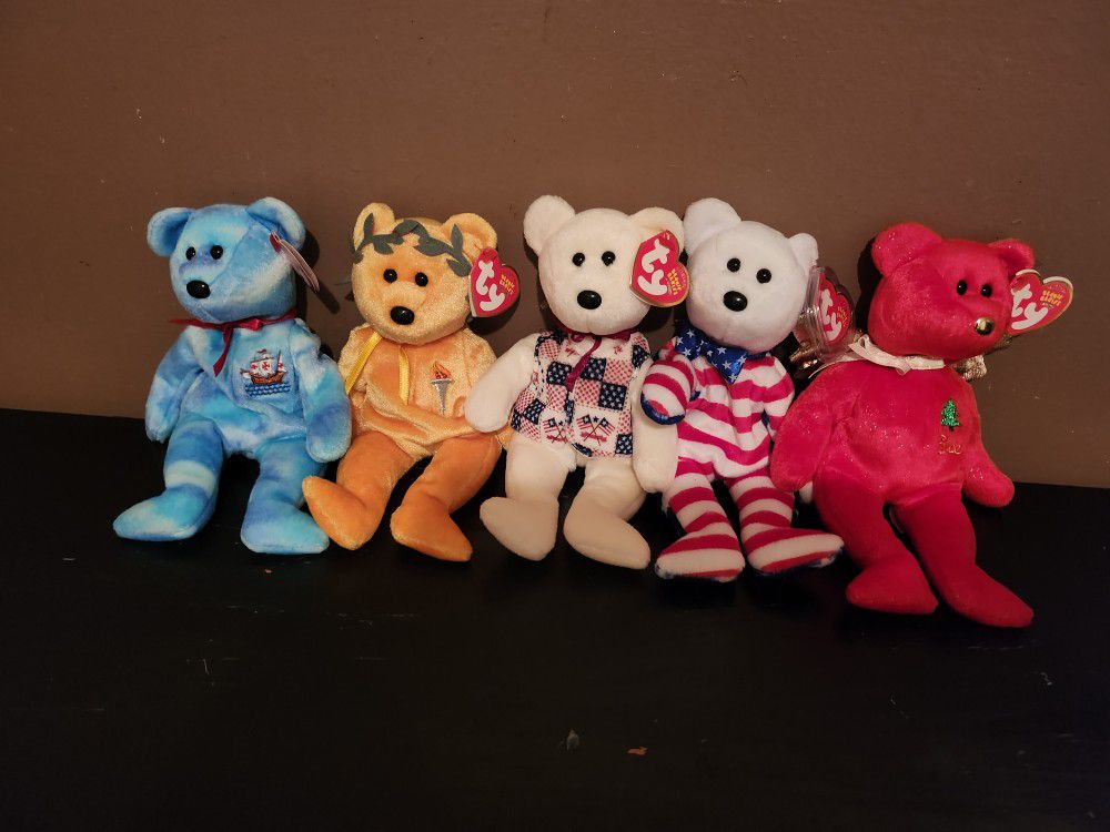 Set Of 5 Beanie Bears