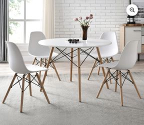 $100 - set Mid century modern White table with 4 chairs