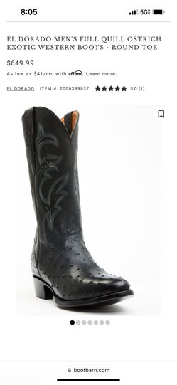 El Dorado Black Ostrich Boots/ Botas