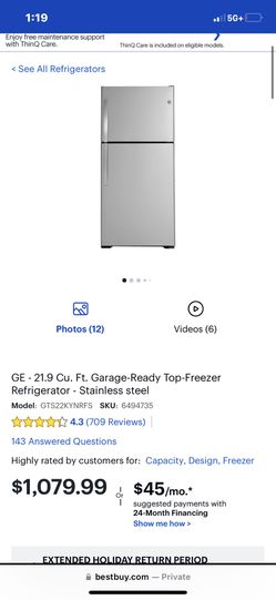 GE - 21.9 Cu. Ft. Top-Freezer Refrigerator - Stainless steel for Sale in  St. Petersburg, FL - OfferUp