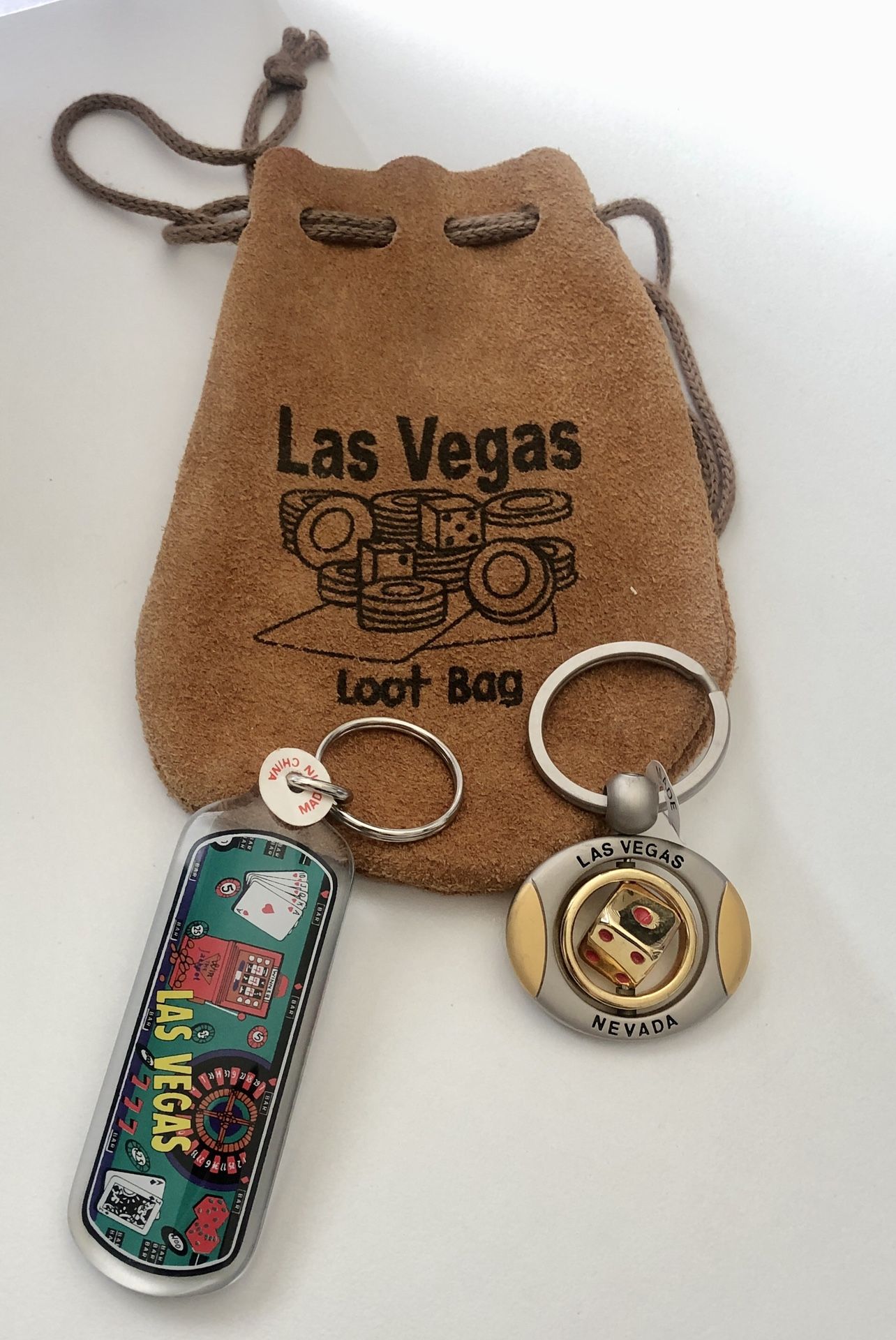 Leather Las Vegas Loot Pouch Bag + 2 Key Rings New…..All 3 Items For $5.00 SHIPPING ONLY