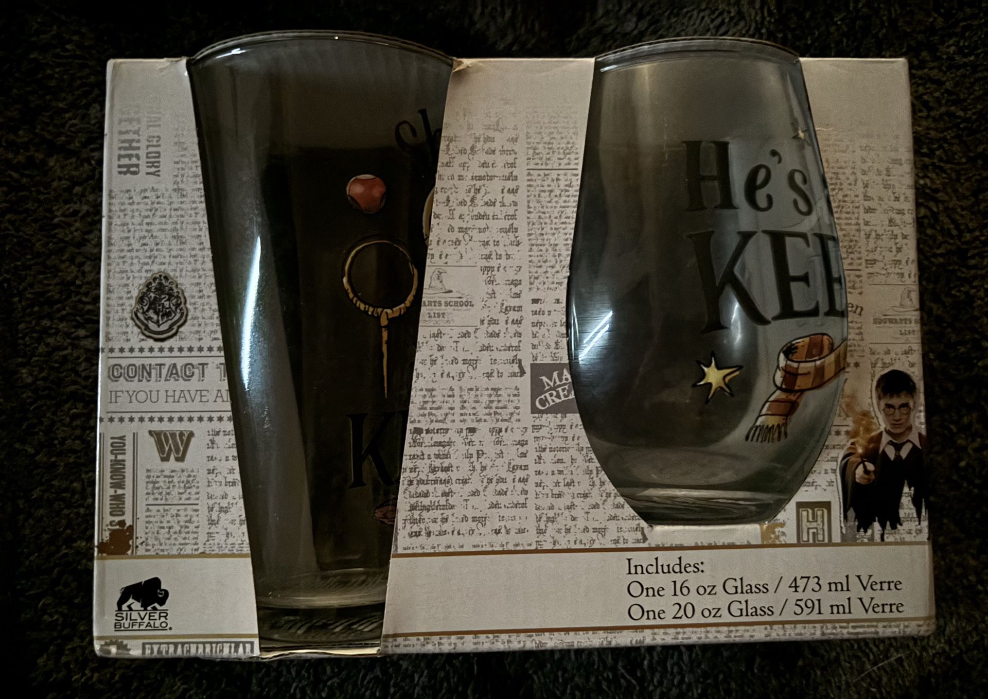 Harry Potter He/she A Keeper Rounded Glass Set