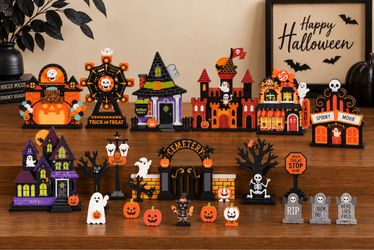 Halloween Village Tabletop Decoration Set