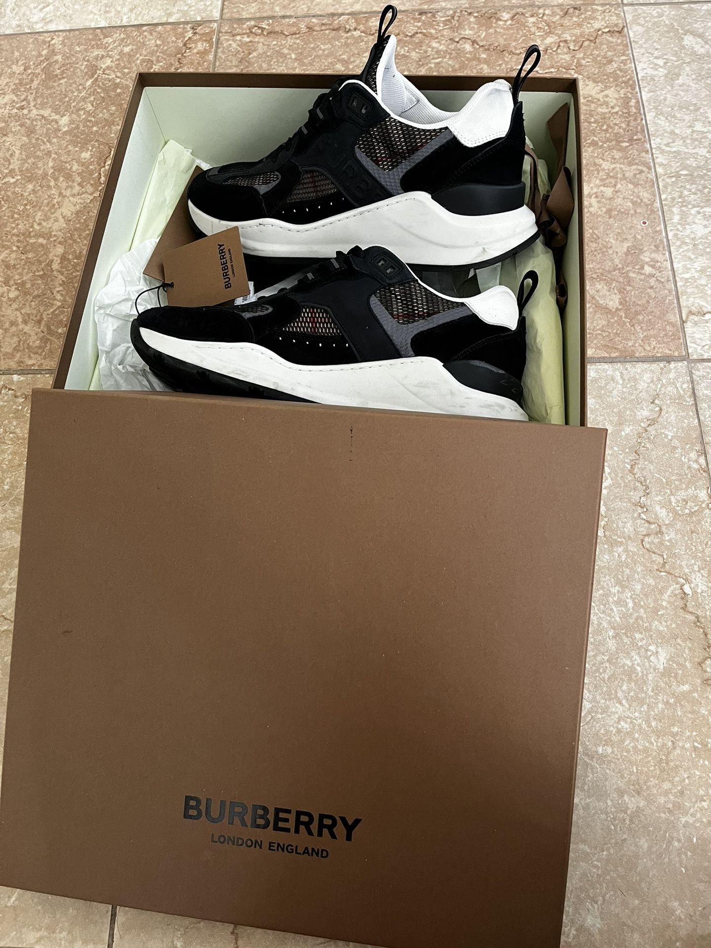 Mens Burberry Check Sneakers 