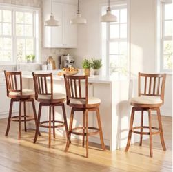 360° Rotating Counter Height Chairs Set of 2 with Upholstered Seat and Backrest