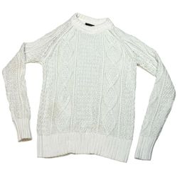 J.Crew Cable Knit Mock Neck Sweater Small S Pullover Fisherman Ivory White
