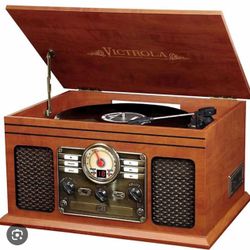 Record Player With Bluetooth, CD, Cassette, Radio 