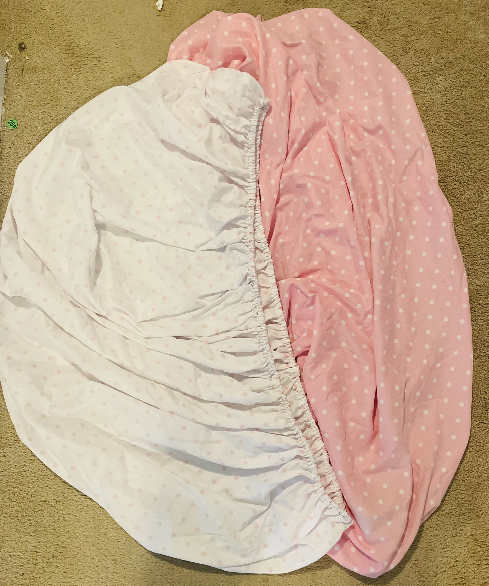 2 Pack Pink & White Dotted Fitted Crib Sheets