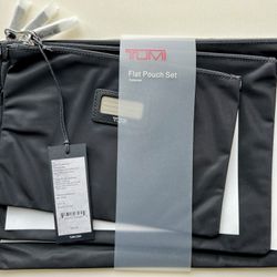 Tumi Black Nylon Zip Close 3-piece Flat Pouch Set 