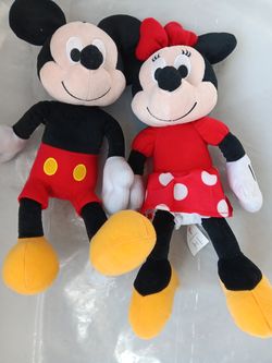 LOT OF 2 Mickey/MINNIE Mouse Plush Dolls Stuffed Animals CUTE!