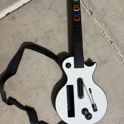 Nintendo Wii Guitar Hero Gibson Les Paul White Wireless Controller W/ Back Cover
