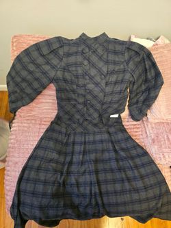 A-Line Long Sleeves Buttoned Plaid Split-Joint Stand Collar Sets Two-Piece Sets