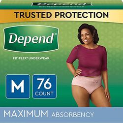 Depend Fit-Flex Adult Incontinence Underwear for Women, Disposable, Medium, Blush, 76 Count (54197)

