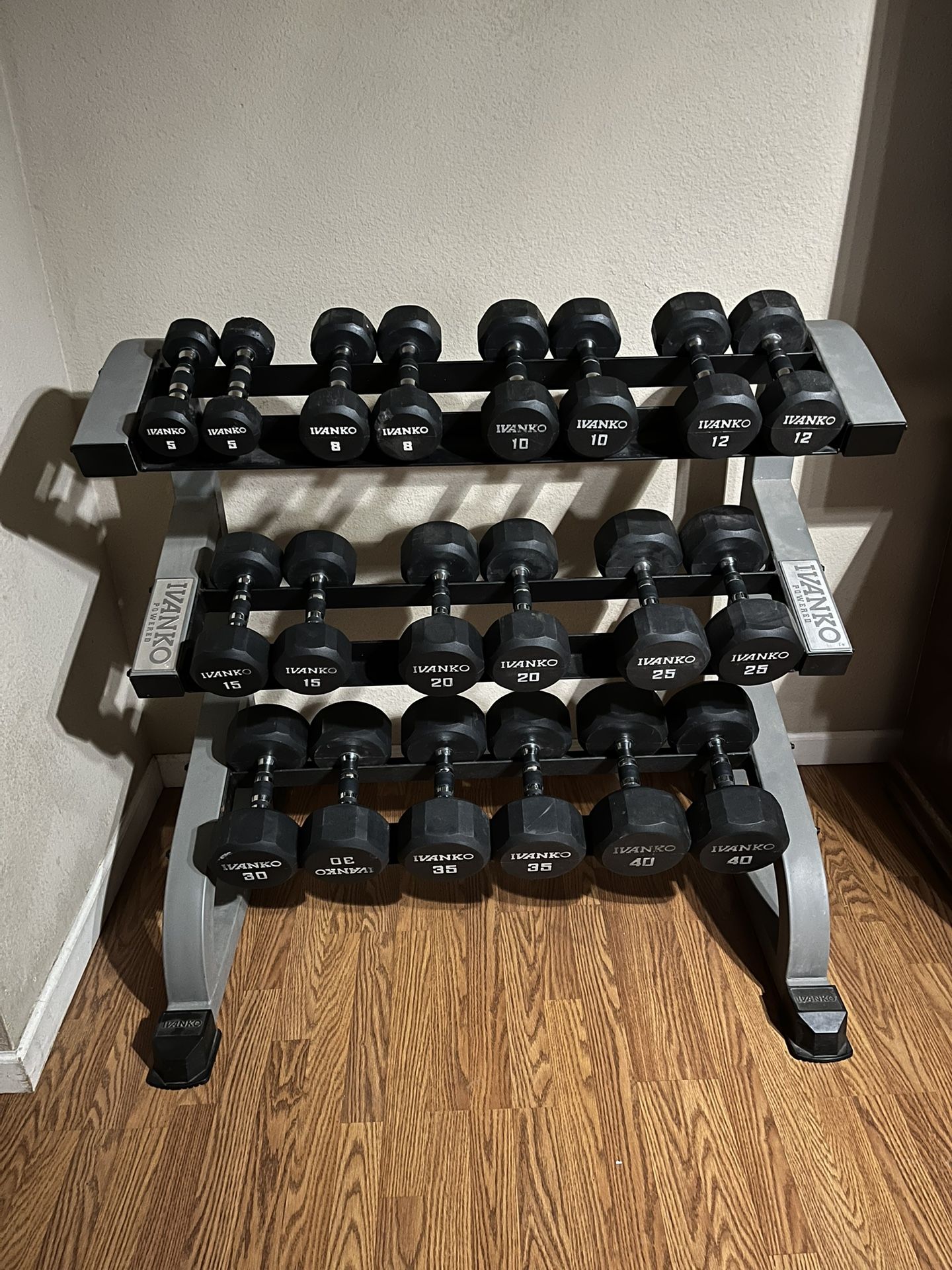 Ivanko Dumbbell Complete Set With Ivanko Rack