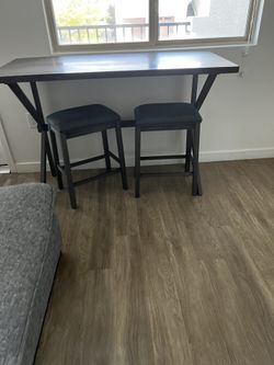 High Top 2 Sear Bar Table Wooden Dark Wood Gray