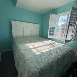 Queen Bed Frame + Mattress & Dresser w/ Mirror