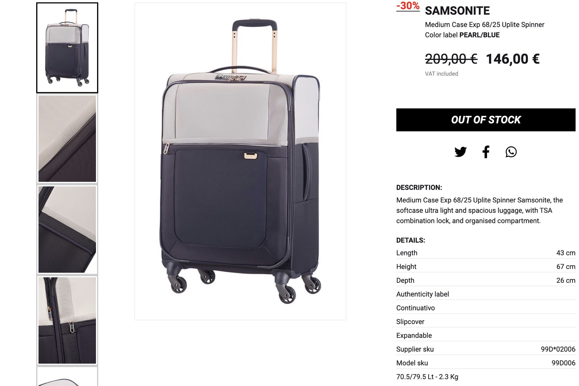 Lightweight Samsonite Uplite 24/25 Spinner