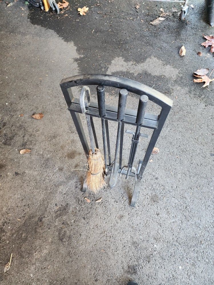 Cast Iron Fireplace Set Vintage