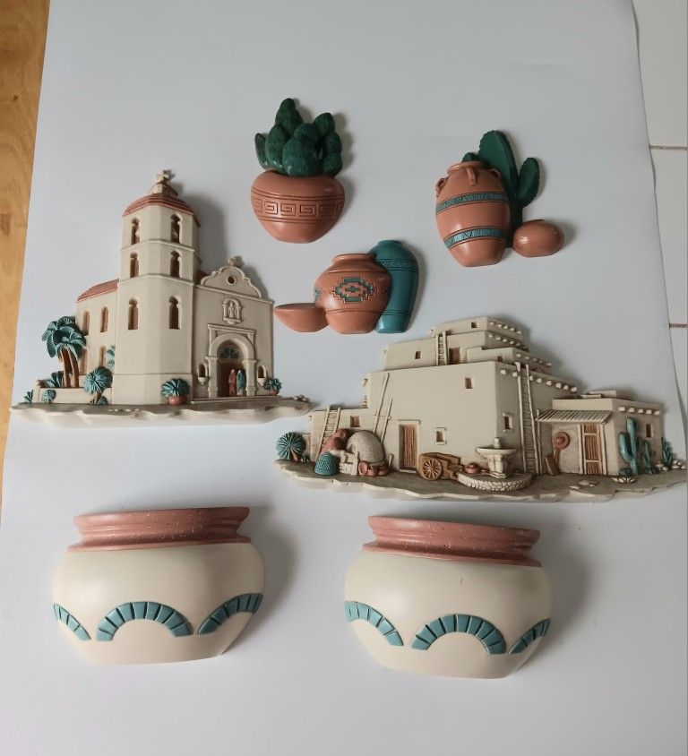 Vintage MCM Southwestern Burwood Wall Art Aztec Home Decor Made In USA
