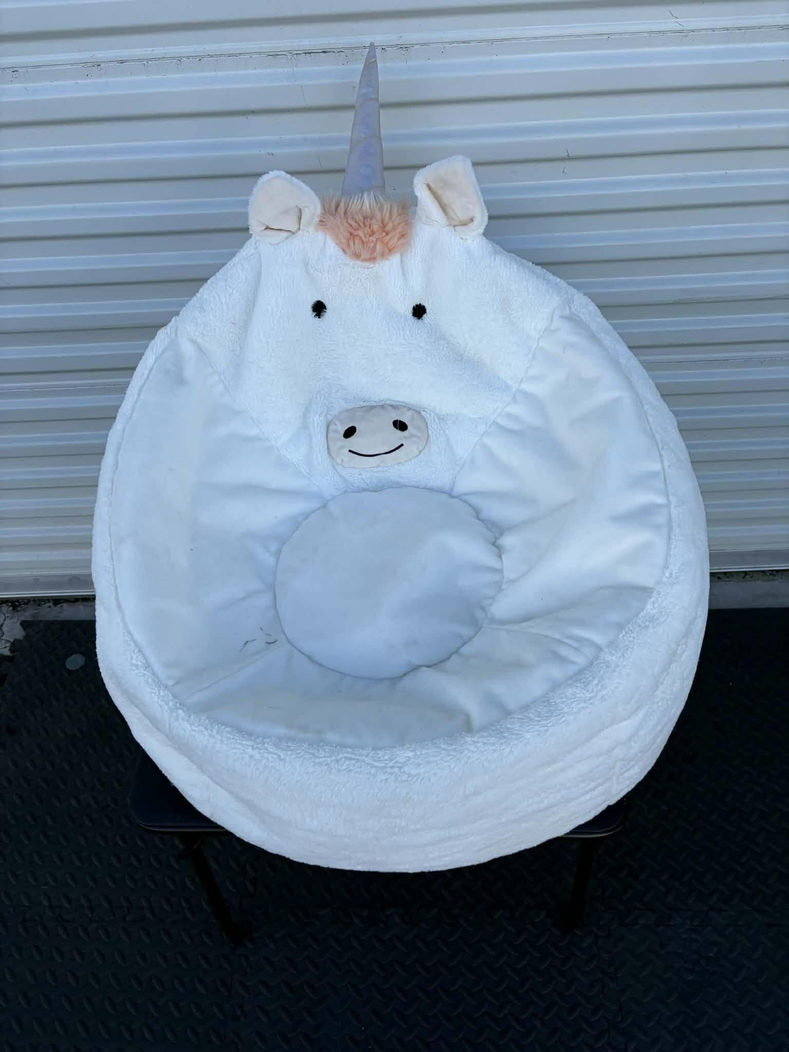 Cute Soft and Comfy Bean Bag Chair for Kids, Large, Animal - White Unicorn