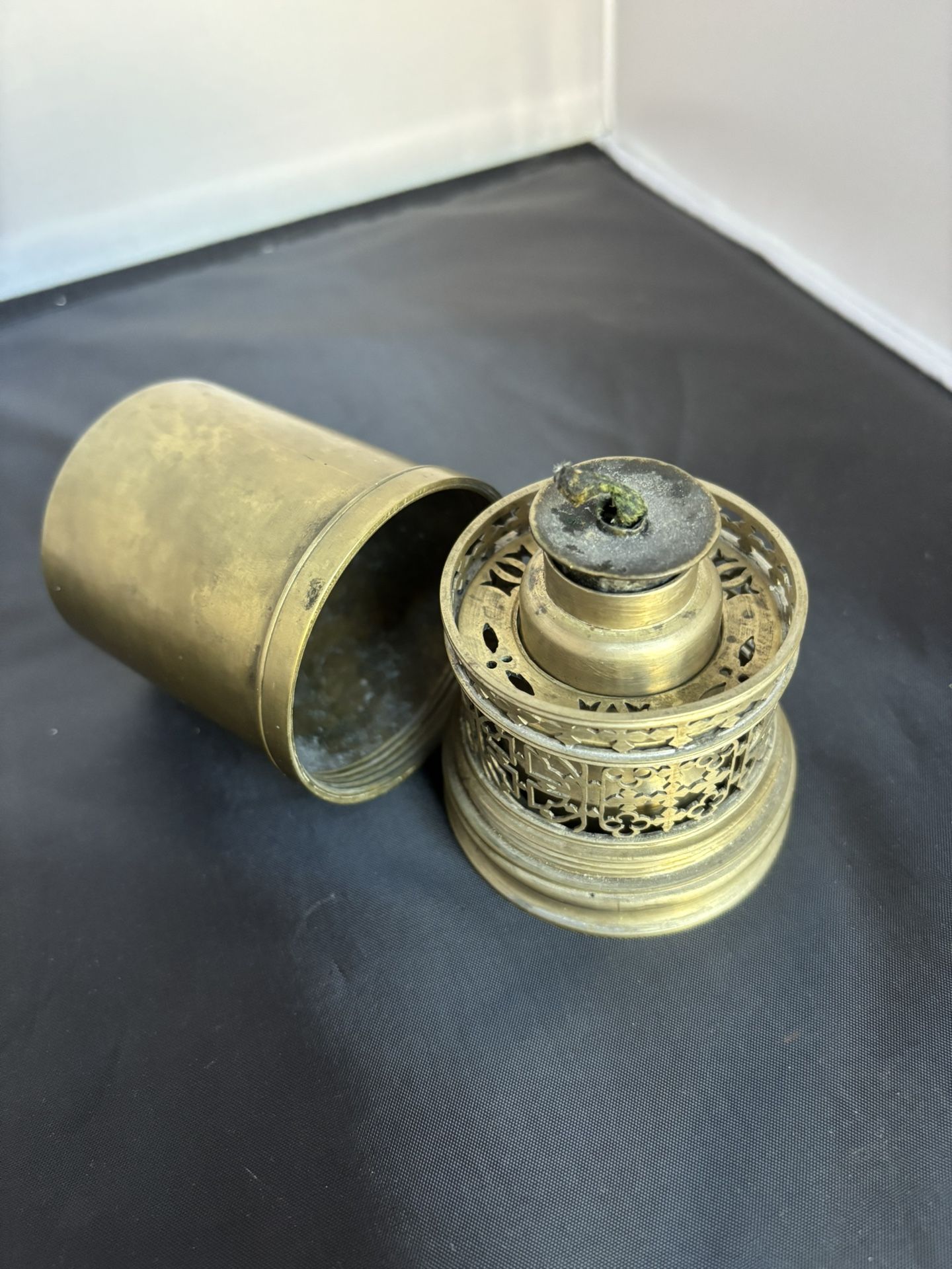 Antique Chinese Brass Opium Travel Lamp