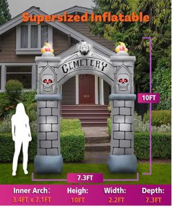 10FT Halloween Inflatable Cemetery Archway – 7.3FT Wide