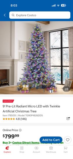 9' Pre-Lit Radiant Micro LED with Twinkle Artificial Christmas Tree