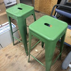 Metal Green Stools (2)