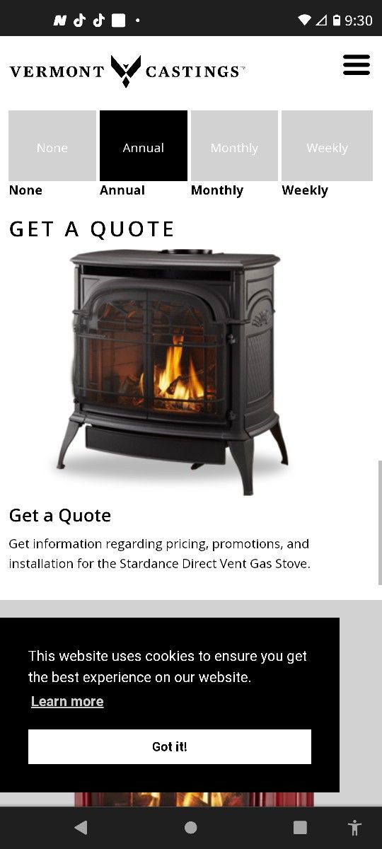 Vermont Castings Gas Direct Vent Stove Black