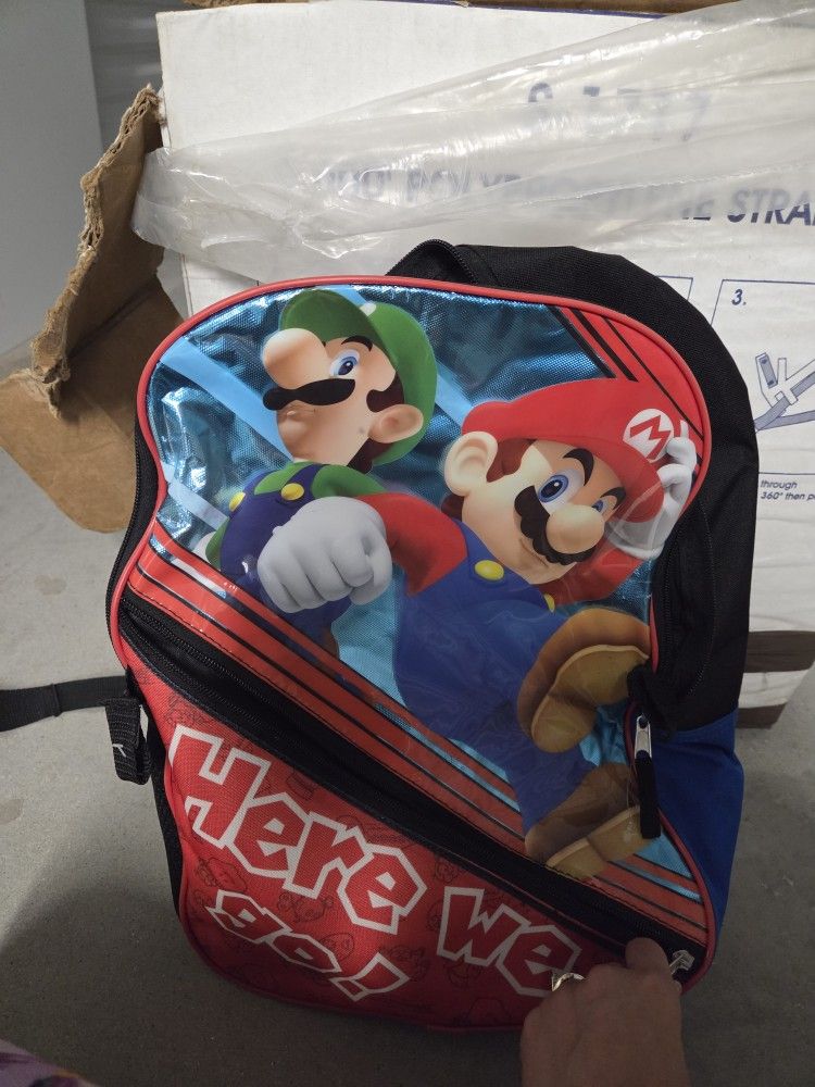 Mario Book Bag / Backpack With 2 Zippers