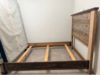 Queen Bed Frame + Mattress + Chest Drawer – Solid Wood – Great Condition