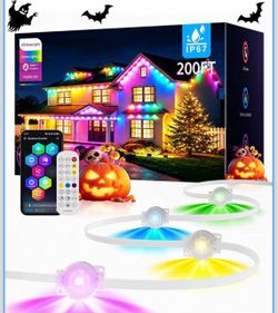 Permanent Outdoor Lights for House, 200ft RGB Christmas LED Light App & Remote Control, IP67 Outdoor Lights
