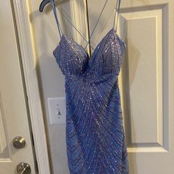 Windsor Delaney Sequin Striped Mesh Dress Color Periwinkle Size Women Small